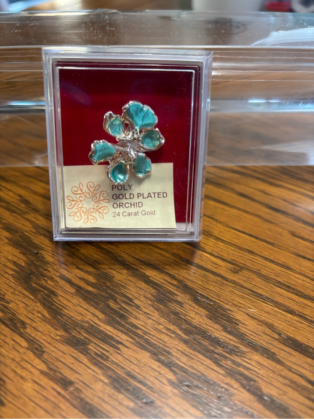 Vintage Genuine Orchid Brooch – 24K Gold Plated with Original Box & Certificate